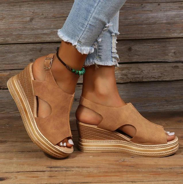 Sequined wedge sandals