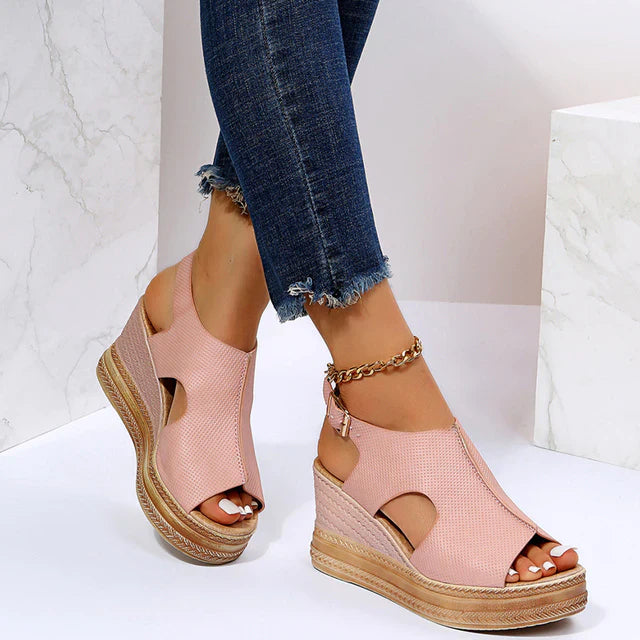 Sequined wedge sandals
