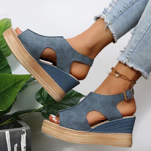 Sequined wedge sandals