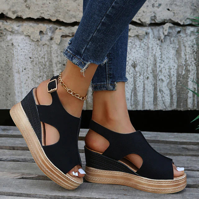 Sequined wedge sandals
